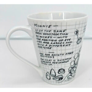 Disney MINNIE MOUSE Sketch Sketchbook Coffee/Tea CERAMIC CUP MUG Black White